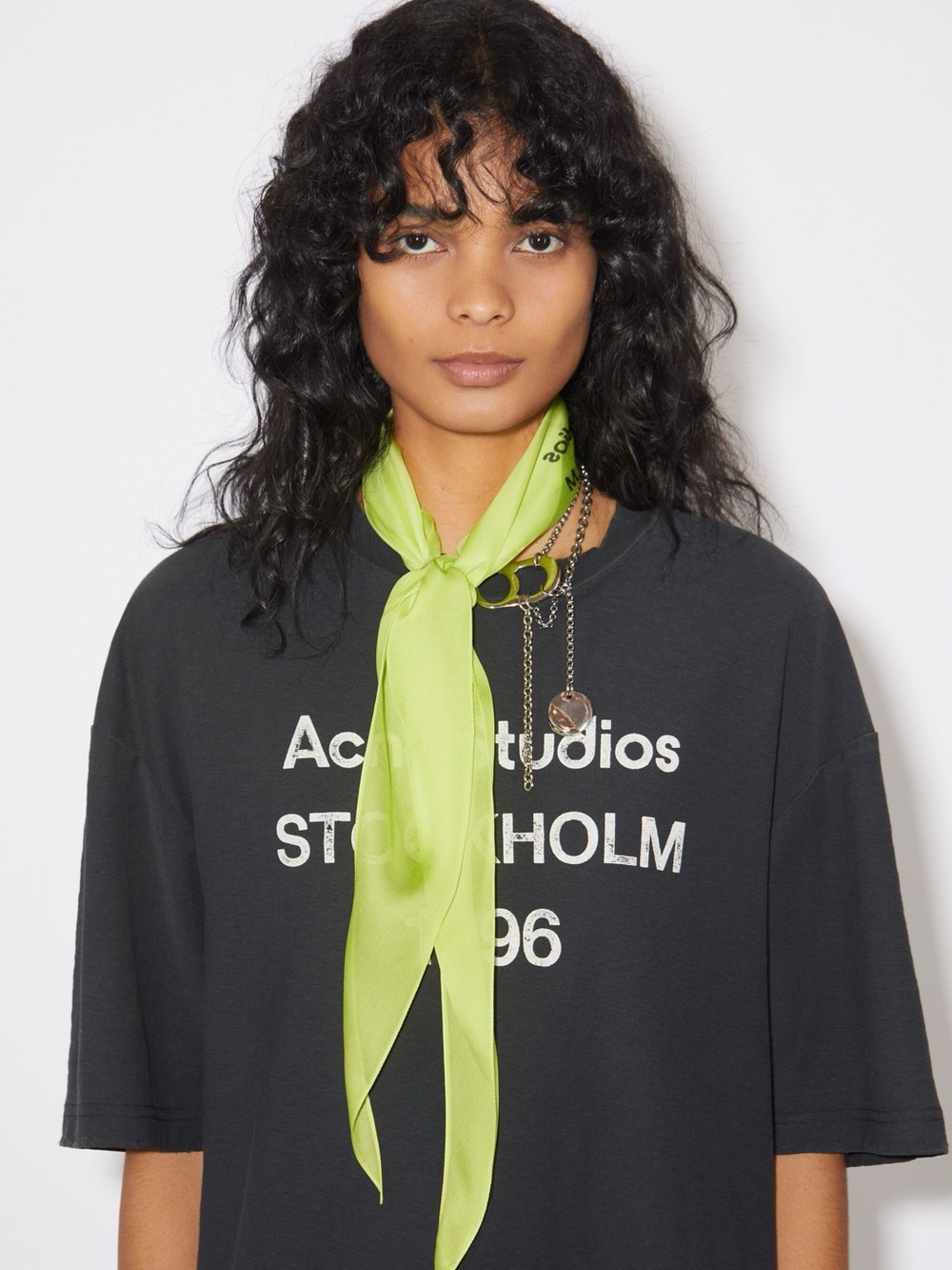 Acne Studios Neon Lime Silk Scarf - Picture 6 of 9